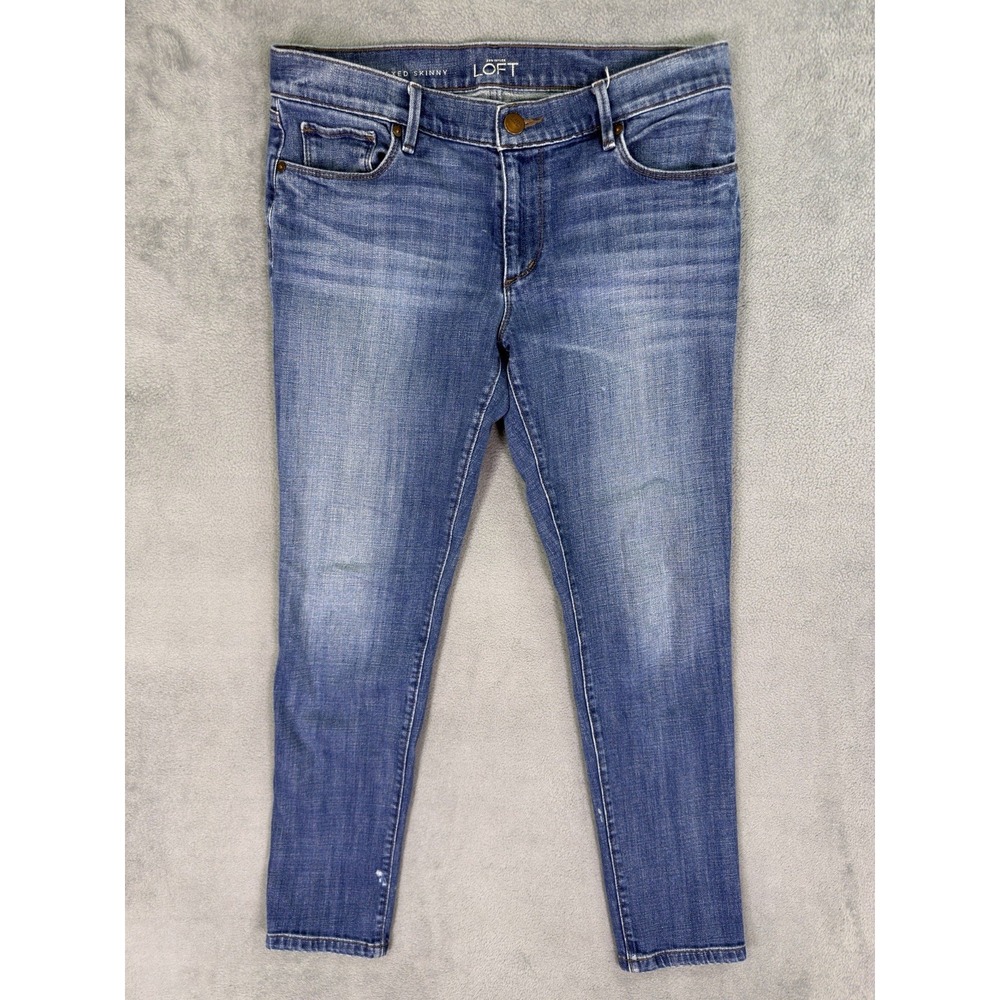 Ann Taylor Loft Jeans Womens 6 Petite Blue Medium Wash Mid Rise Relaxed Skinny